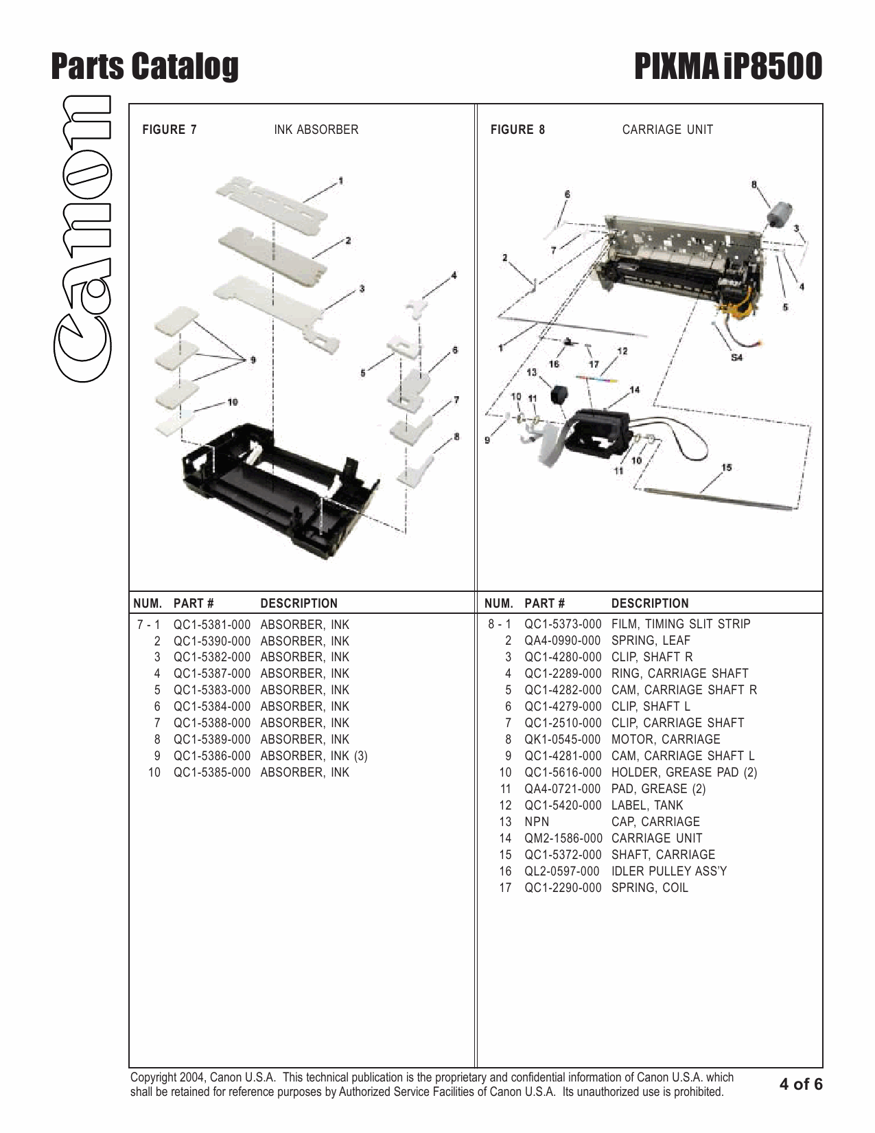 Canon PIXMA iP8500 Parts Catalog-5